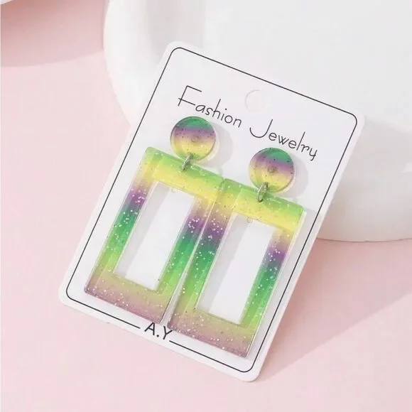 Gradient Rectangular Earrings - Picture 1 of 3